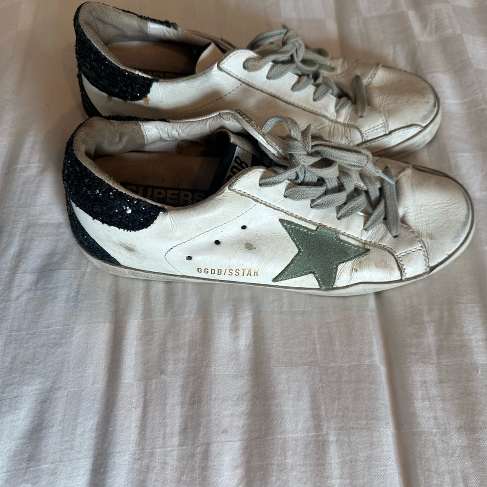 Golden Goose Super-Star Sneakers Women’s 38 –Black Glitter Heel